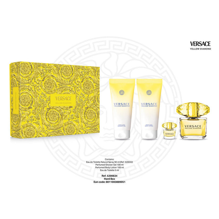 Gifts for her VERSACE YELLOW DIAMOND SET (EDT 90ML + EDT 5ML + BL 100ML + SG 100ML)