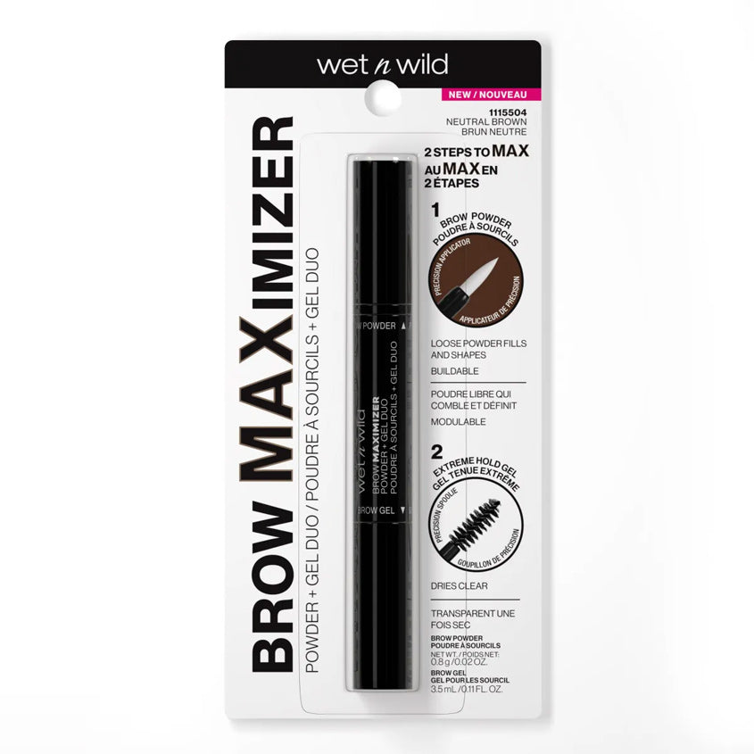 WET&WILD BROW MAXIMIZER POWDER + GEL DUO NEUTRAL BROWN