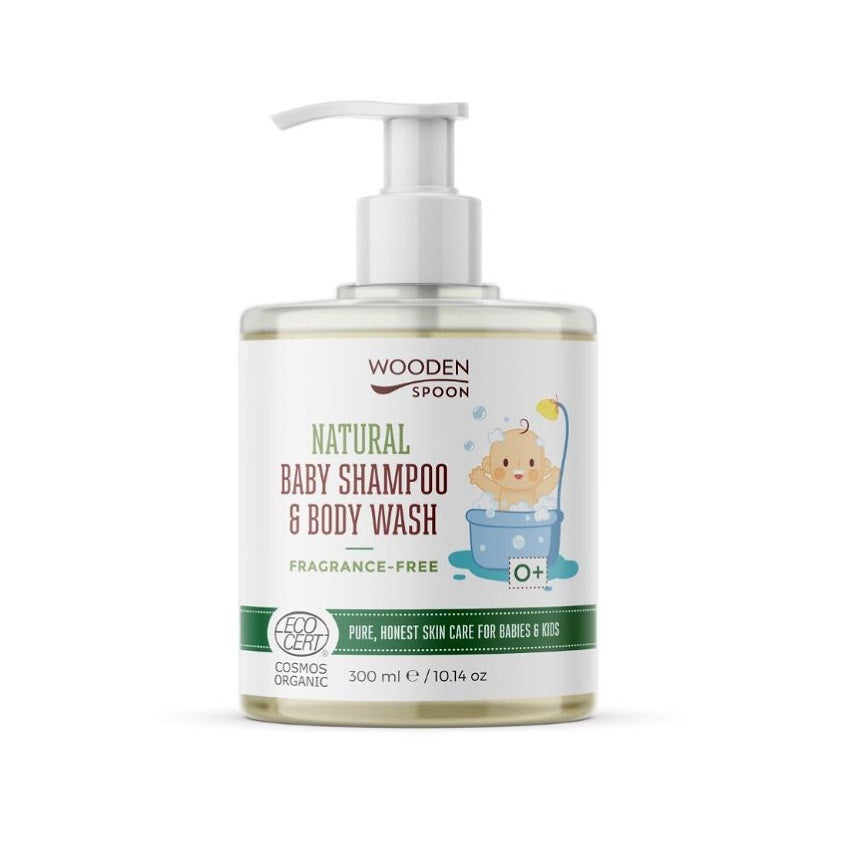 WOODEN SPOON NATURAL BABY SHAMPOO AND BODY WASH FRAGRANCE FREE 300ML