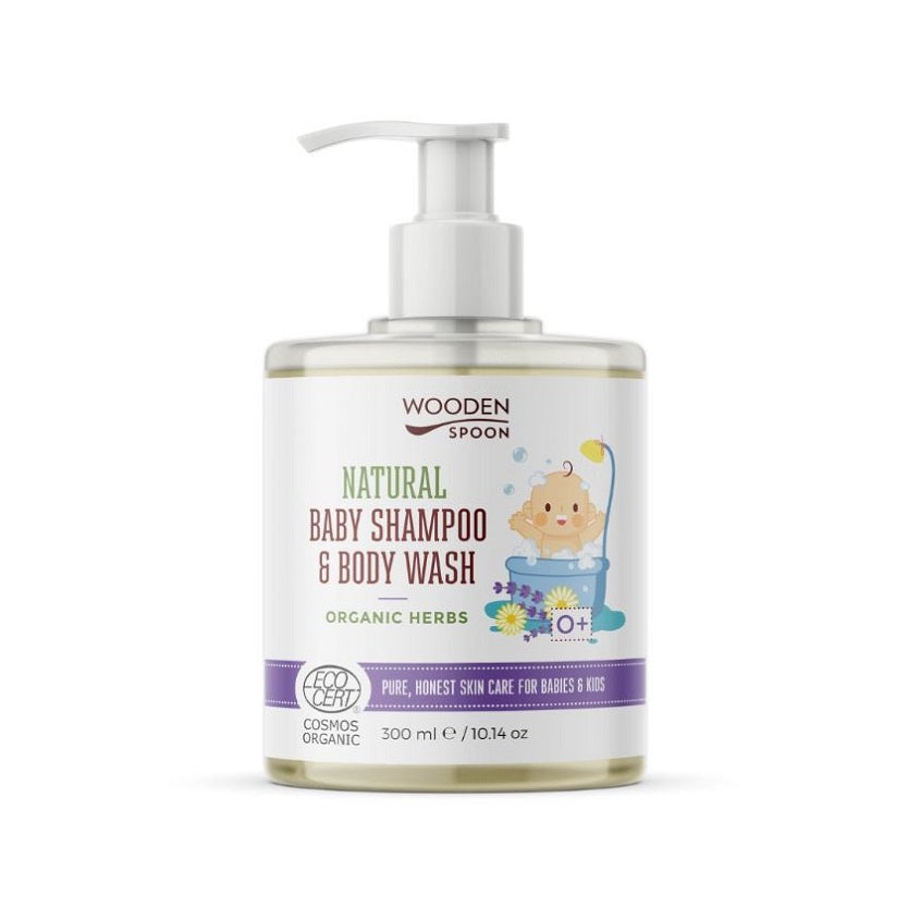 WOODEN SPOON NATURAL BABY SHAMPOO AND BODY WASH ORGANIC HERBS 300ML