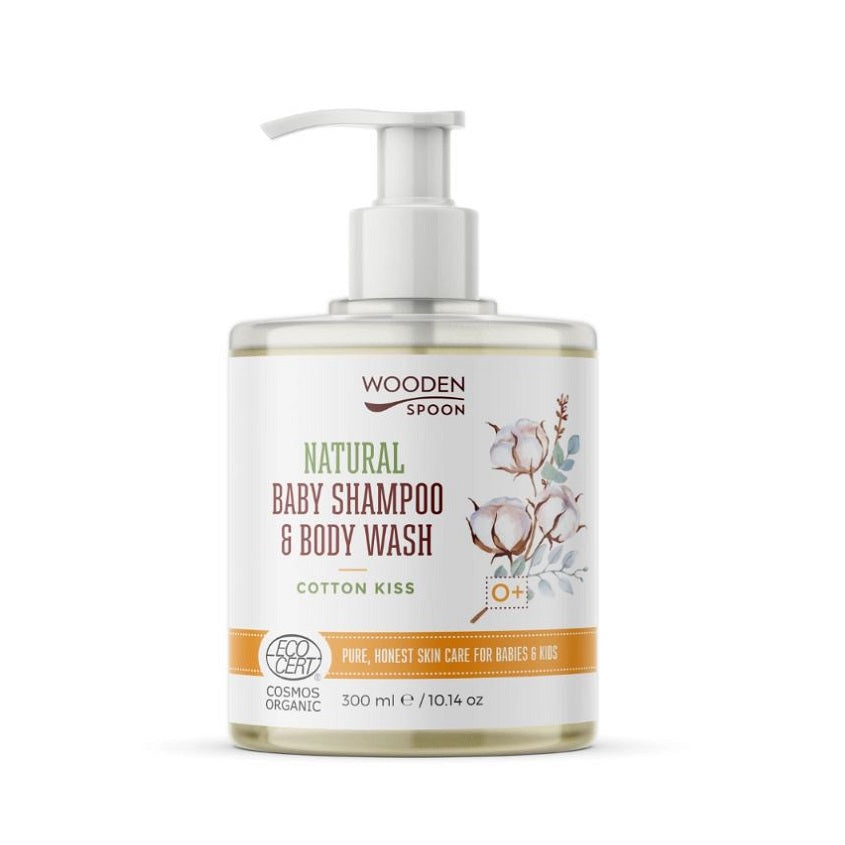 WOODEN SPOON NATURAL BABY SHAMPOO AND BODY WASH COTTON KISS 300ML
