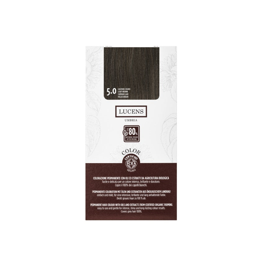 LUCENS UMBRIA LUCENS PERMANENT HAIR COLOR 5.0 CASTANO CHIARO 145ML – buy online