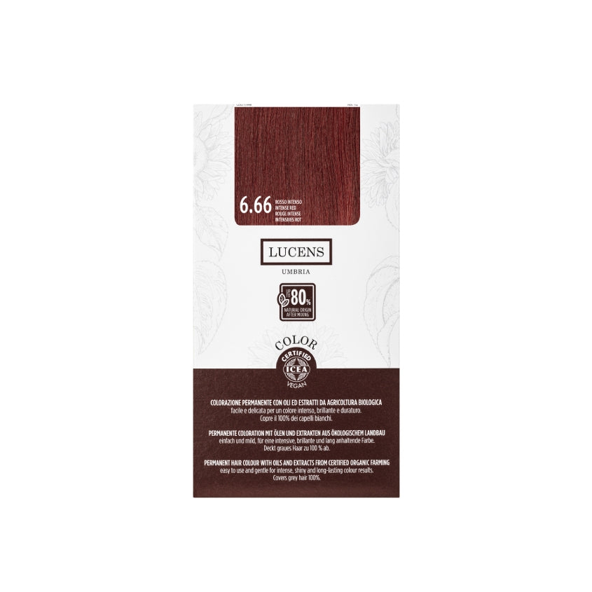 LUCENS UMBRIA LUCENS PERMANENT HAIR COLOR 6.66 ROSSO INT. 145ML